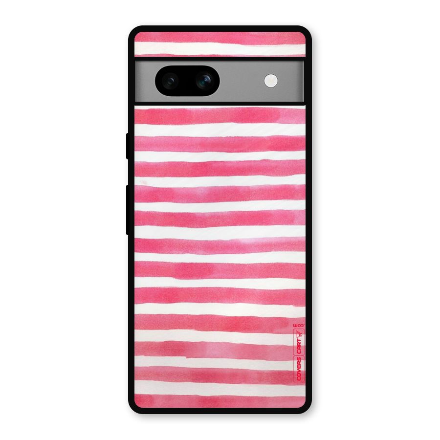 White And Pink Stripes Metal Back Case for Google Pixel 7a