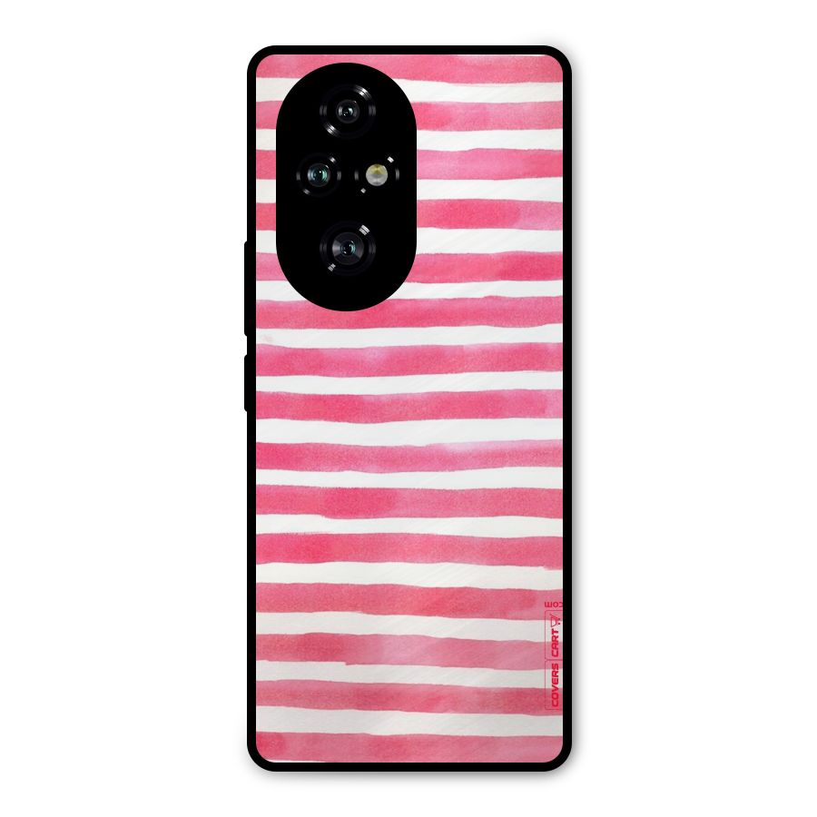 White And Pink Stripes Metal Back Case for Honor 200 Pro