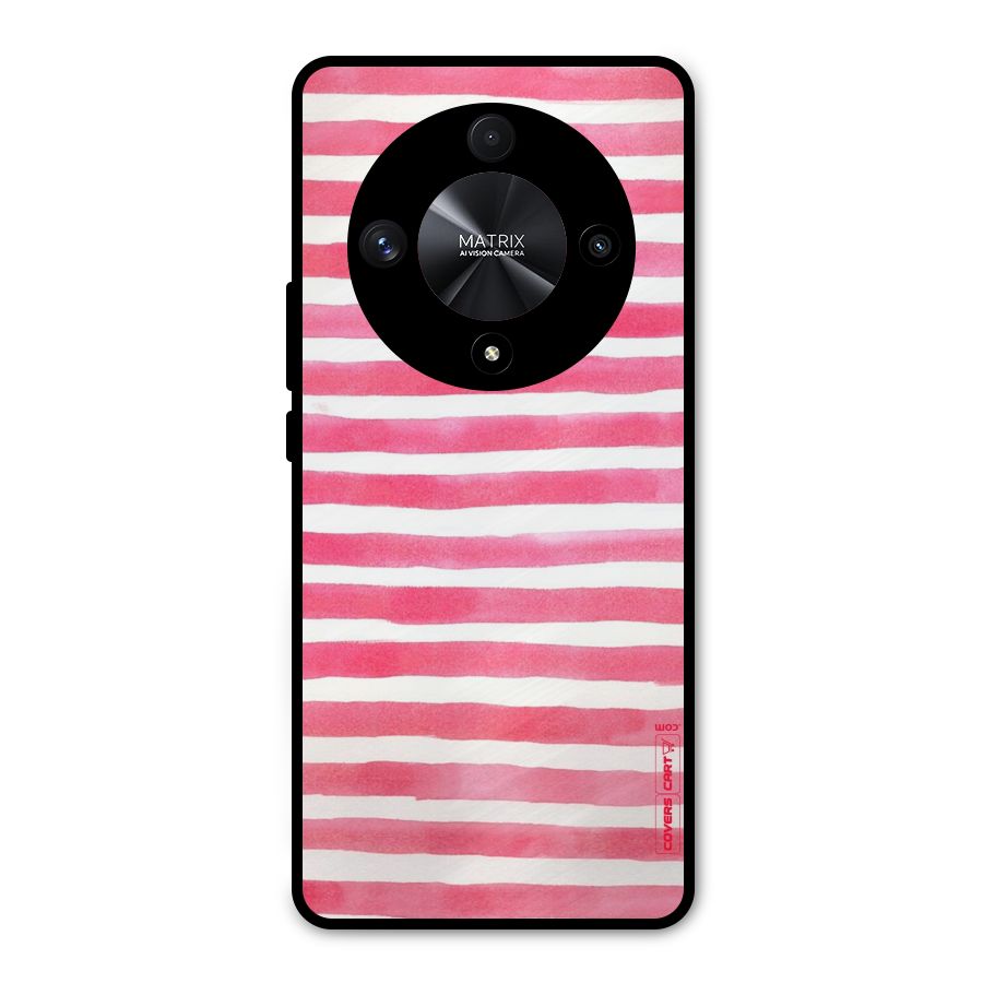 White And Pink Stripes Metal Back Case for Honor X9b