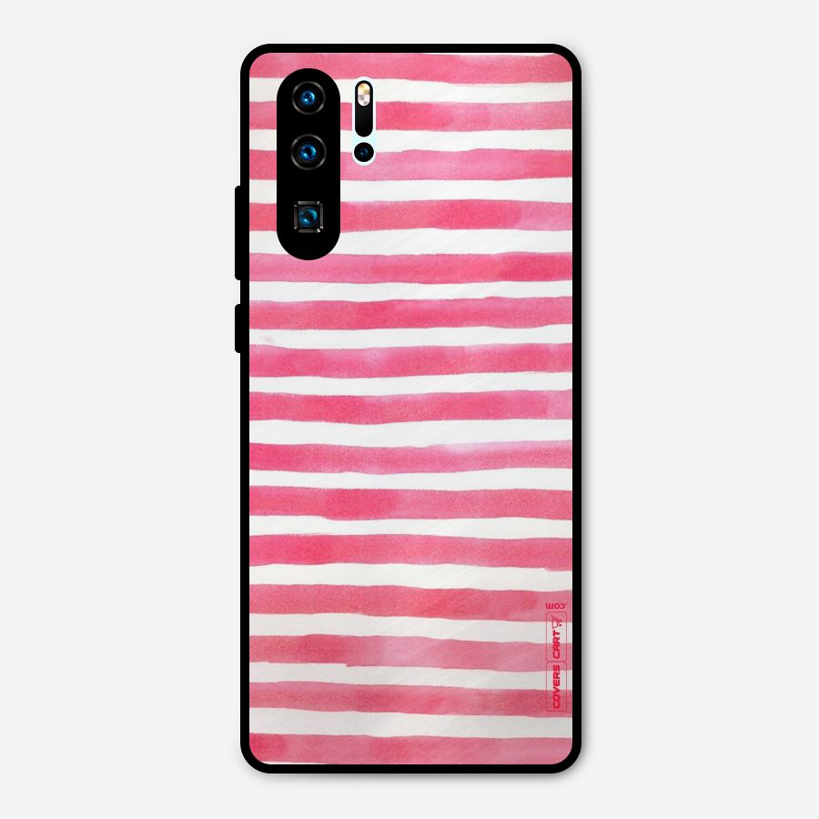 White And Pink Stripes Metal Back Case for Huawei P30 Pro