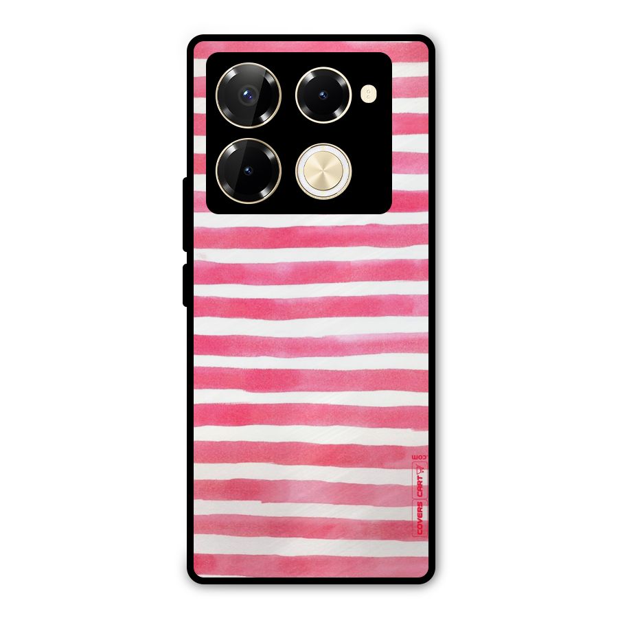 White And Pink Stripes Metal Back Case for Infinix Note 40 Pro Plus