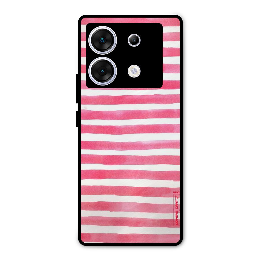 White And Pink Stripes Metal Back Case for Infinix Zero 30 5G
