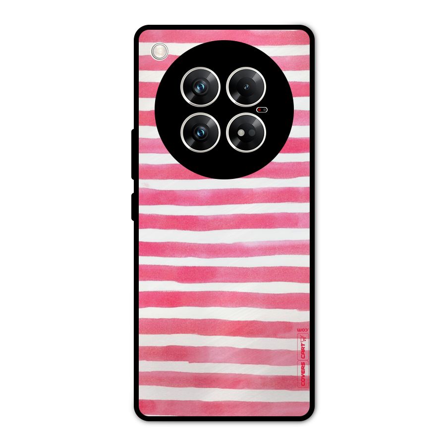 White And Pink Stripes Metal Back Case for Infinix Zero 40 5G