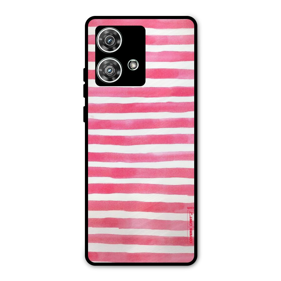 White And Pink Stripes Metal Back Case for Motorola Edge 40 Neo