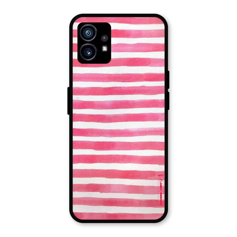 White And Pink Stripes Metal Back Case for Nothing Phone 1