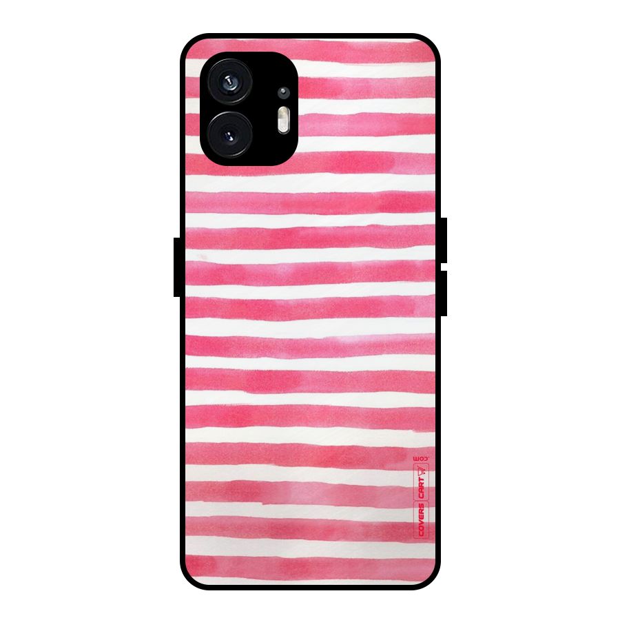 White And Pink Stripes Metal Back Case for Nothing Phone 2