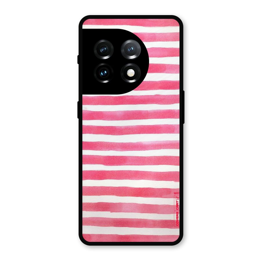 White And Pink Stripes Metal Back Case for OnePlus 11