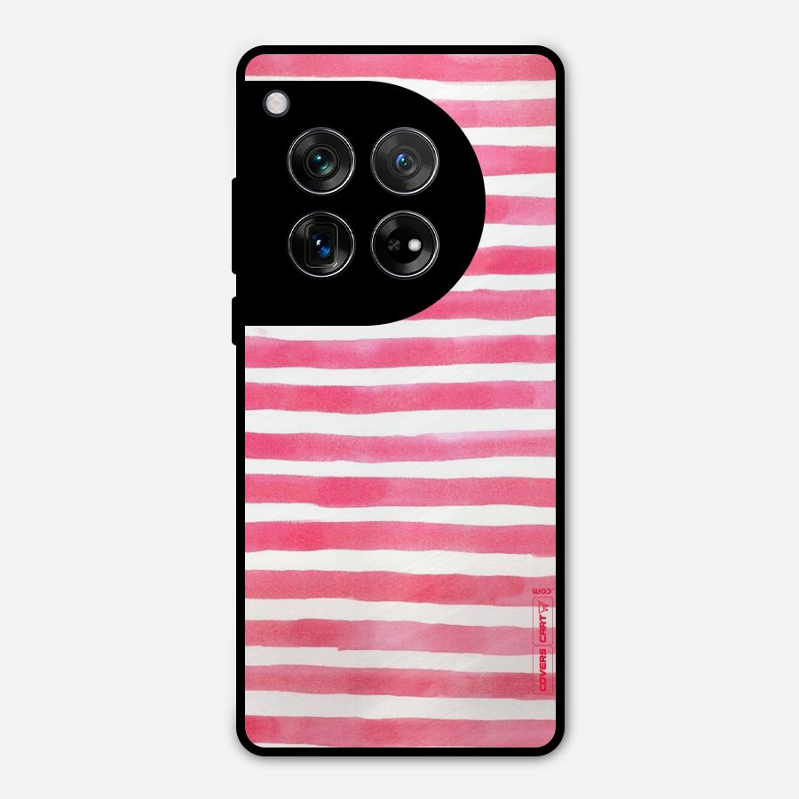 White And Pink Stripes Metal Back Case for OnePlus 12