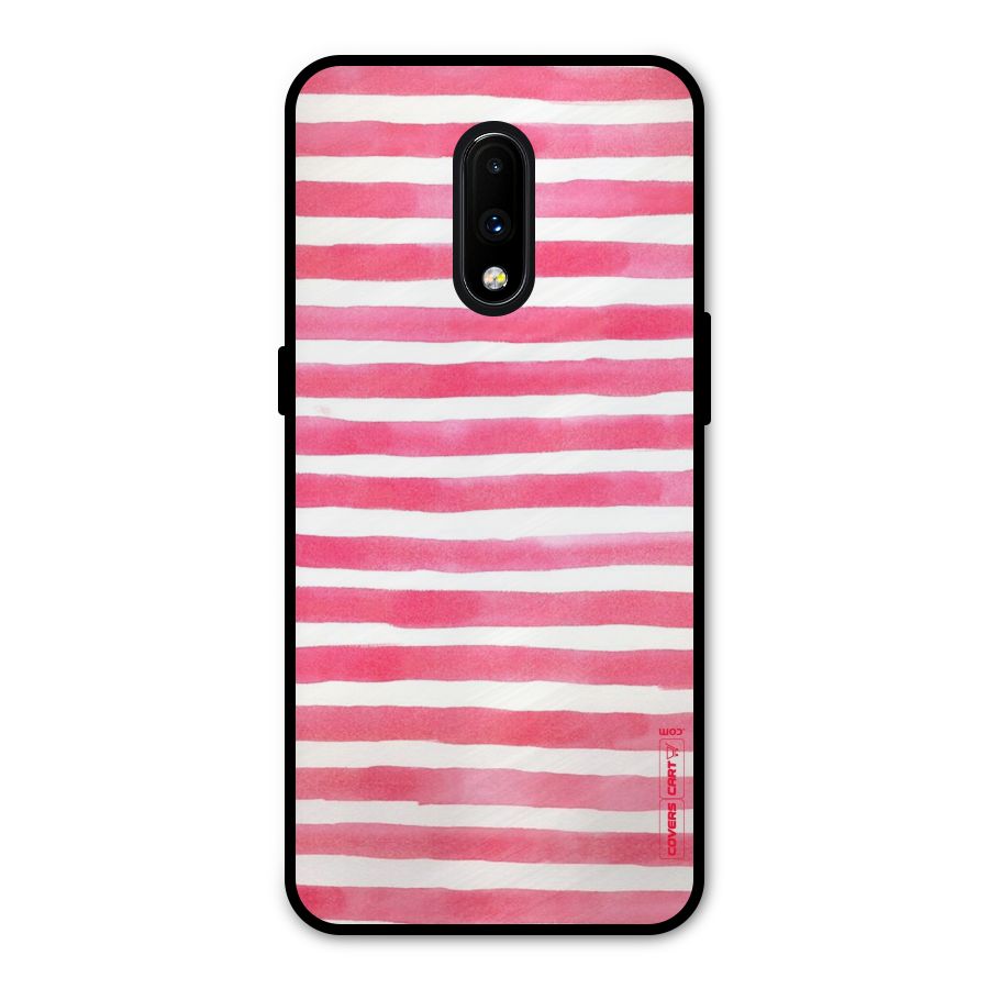 White And Pink Stripes Metal Back Case for OnePlus 7