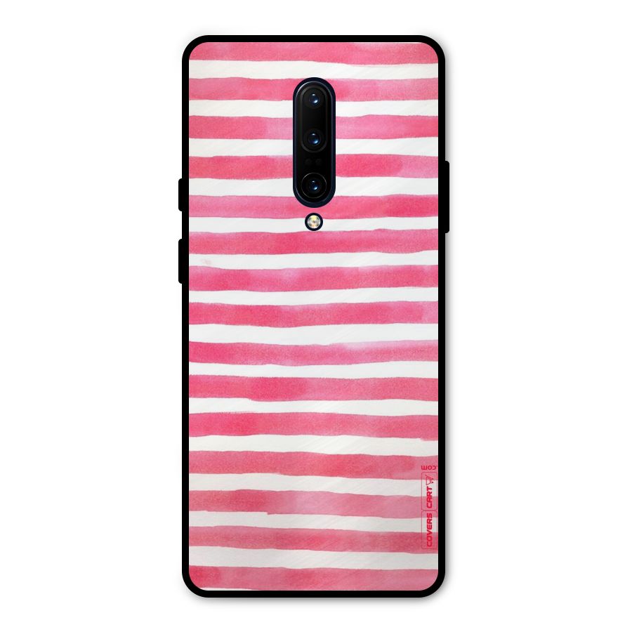 White And Pink Stripes Metal Back Case for OnePlus 7 Pro