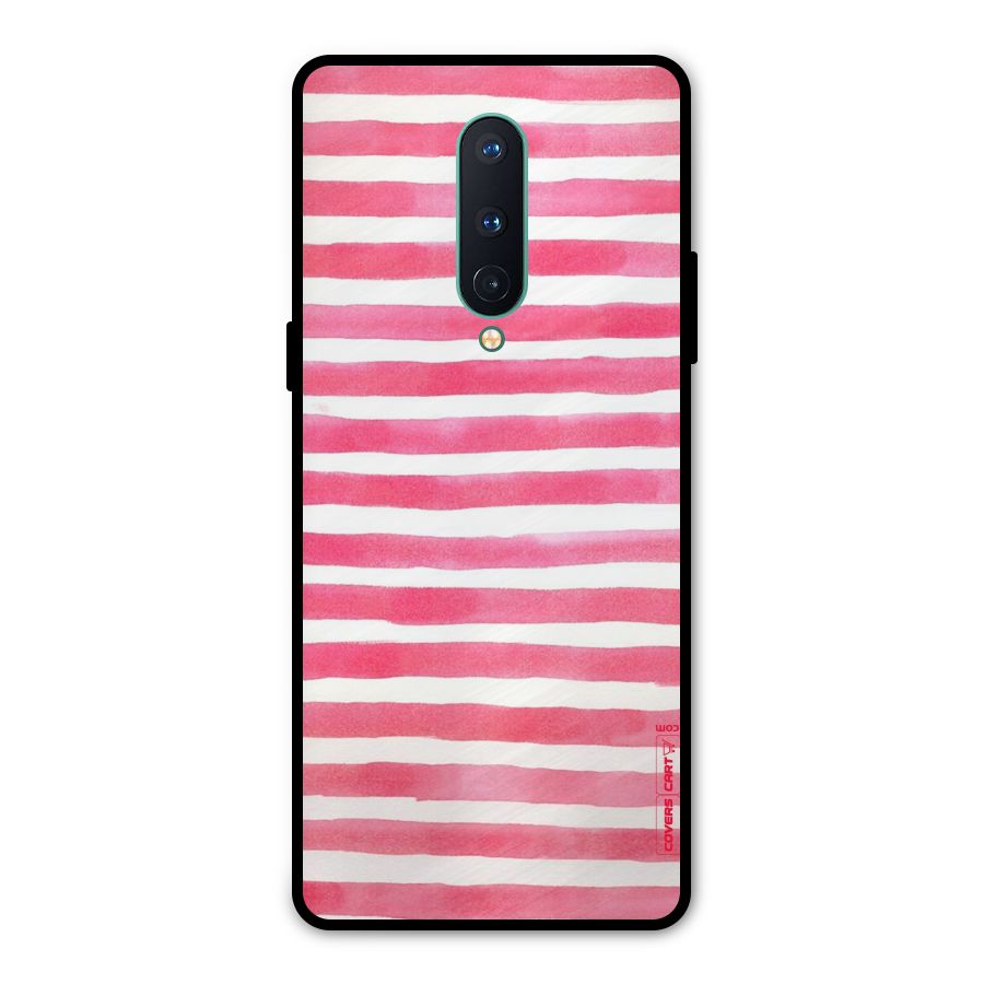 White And Pink Stripes Metal Back Case for OnePlus 8