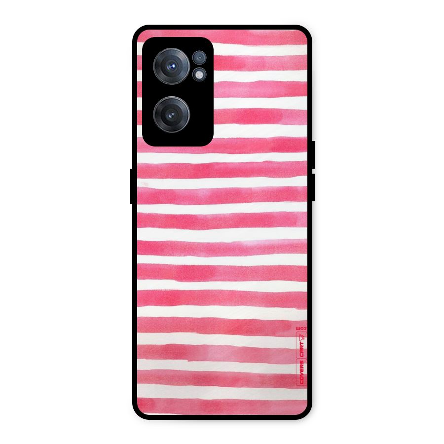 White And Pink Stripes Metal Back Case for OnePlus Nord CE 2 5G