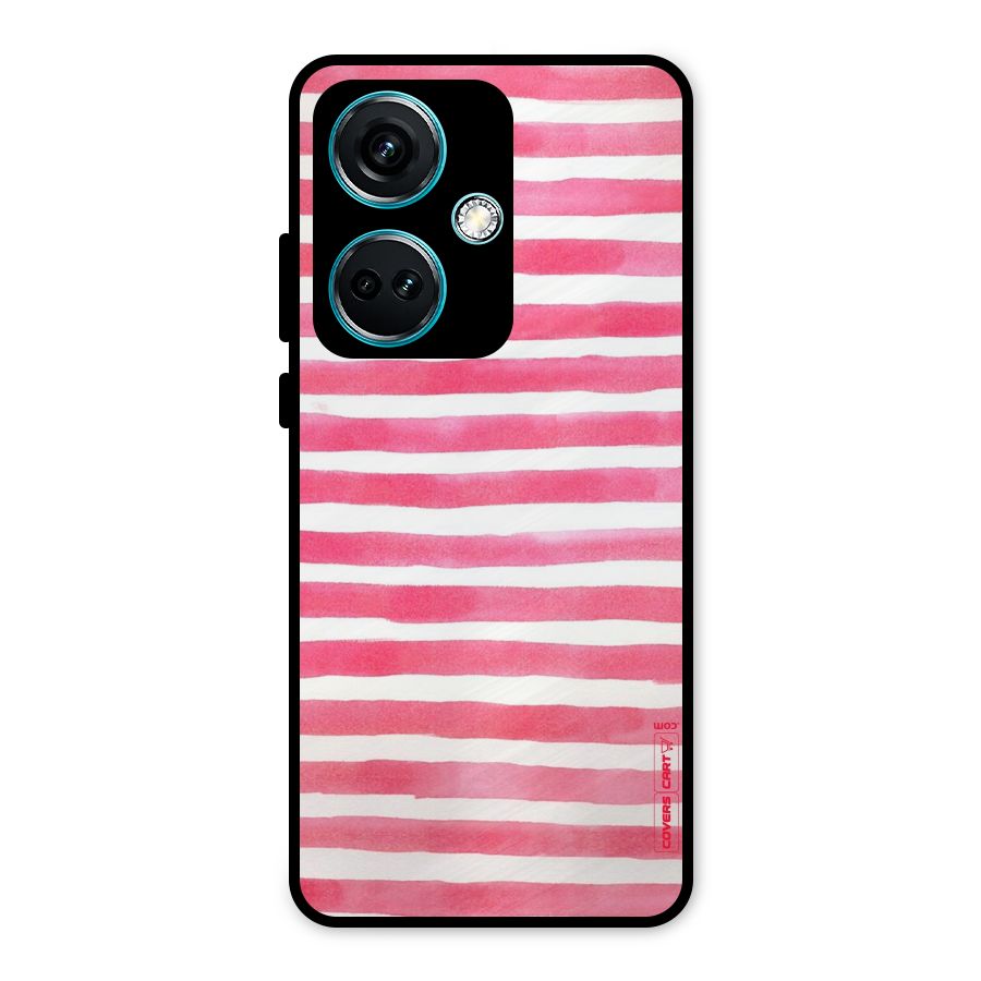 White And Pink Stripes Metal Back Case for OnePlus Nord CE 3 5G