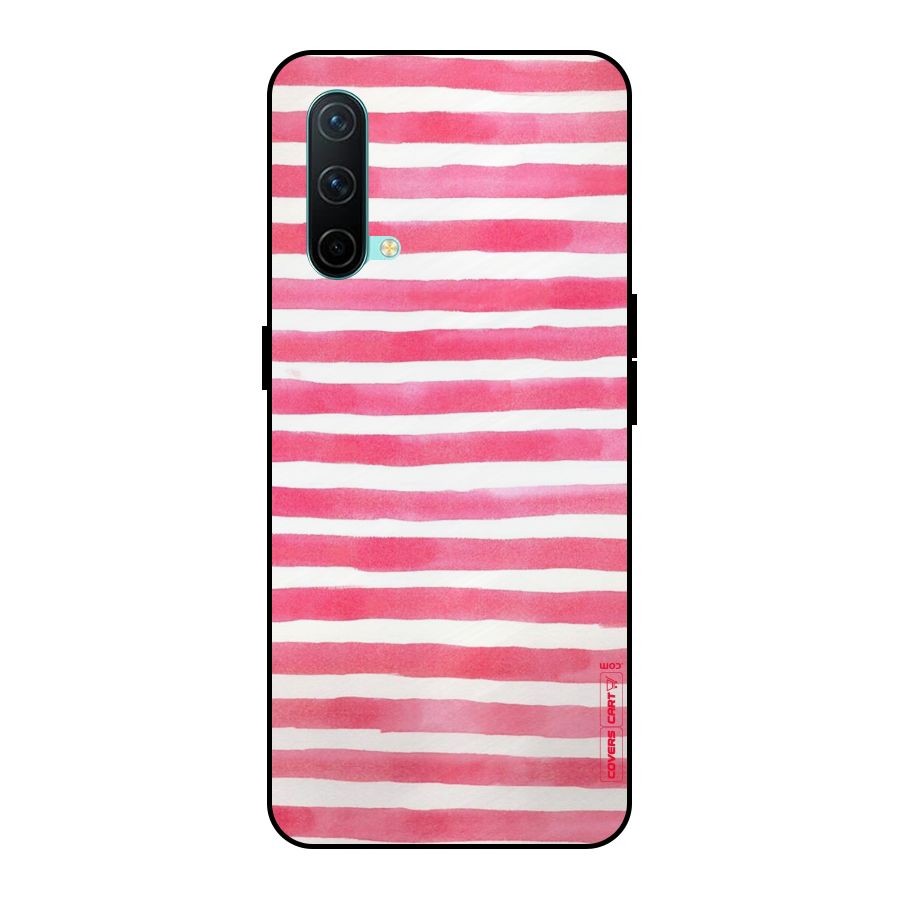 White And Pink Stripes Metal Back Case for OnePlus Nord CE 5G