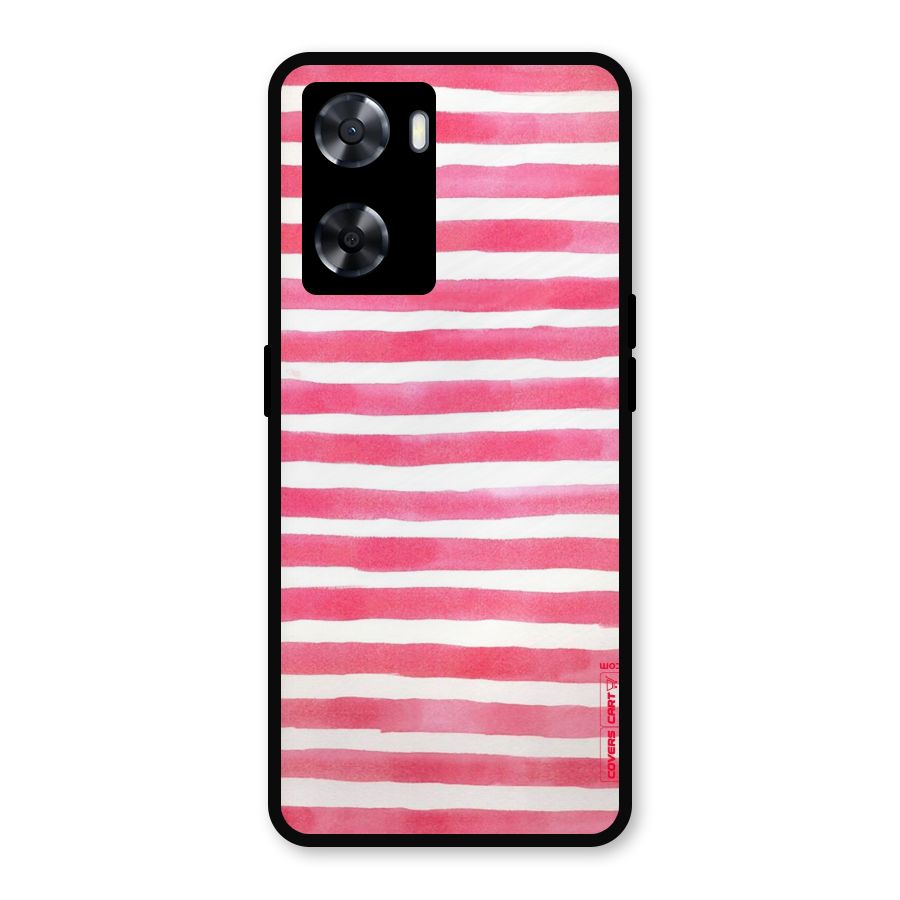 White And Pink Stripes Metal Back Case for OnePlus Nord N20 SE