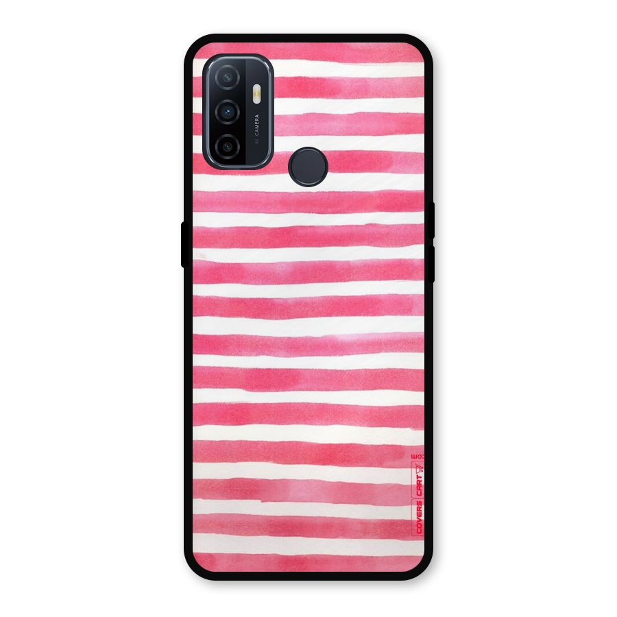 White And Pink Stripes Metal Back Case for Oppo A53