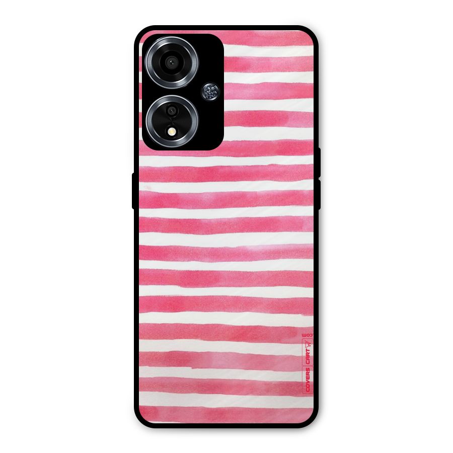 White And Pink Stripes Metal Back Case for Oppo A59