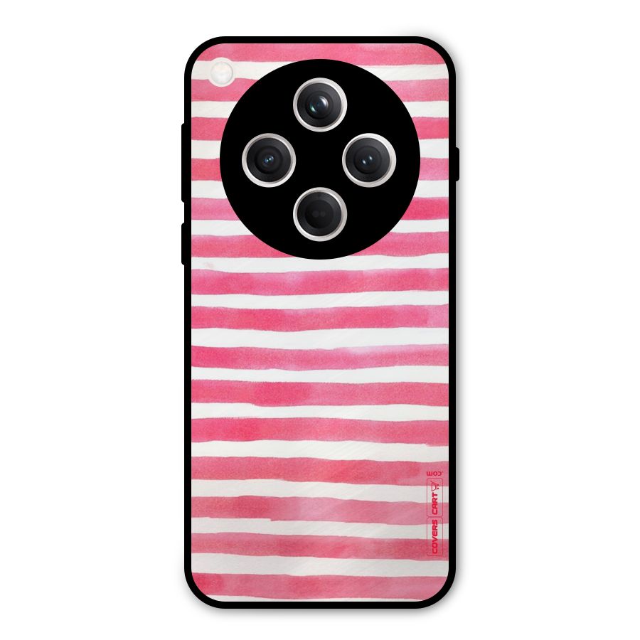 White And Pink Stripes Metal Back Case for Oppo Find X8