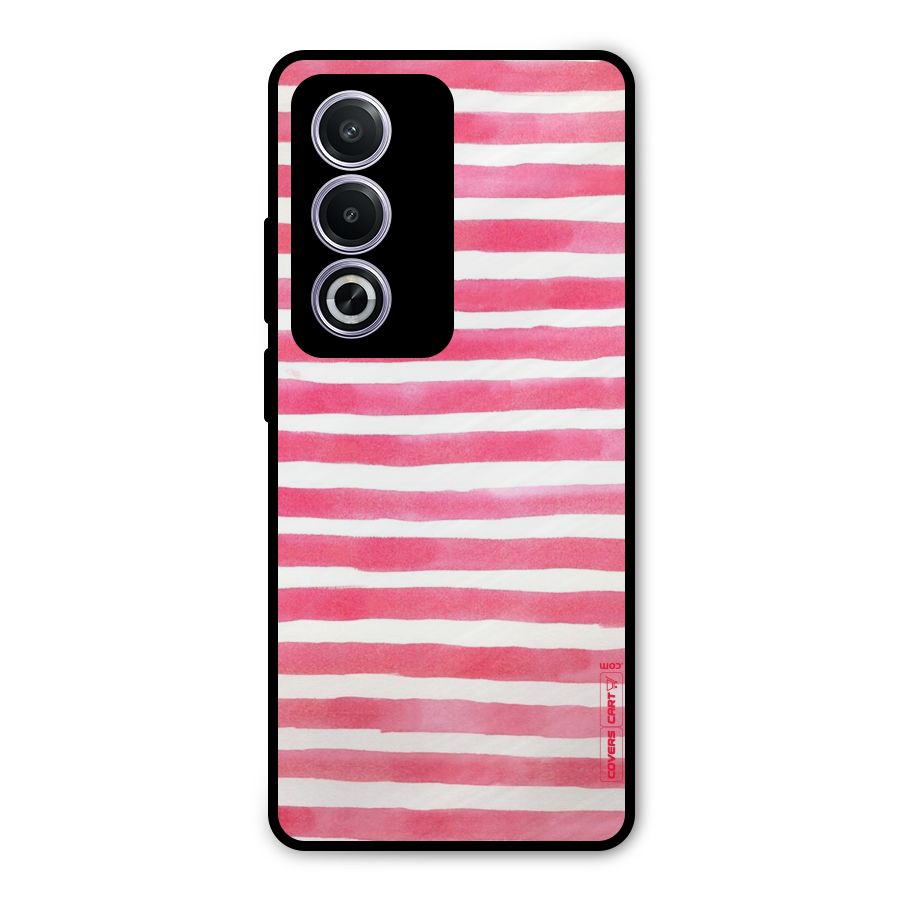 White And Pink Stripes Metal Back Case for Oppo K12x