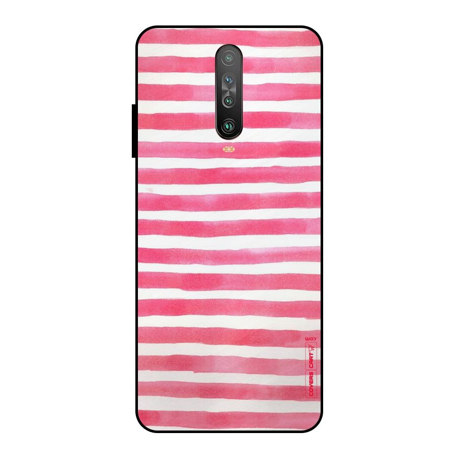 White And Pink Stripes Metal Back Case for Poco X2