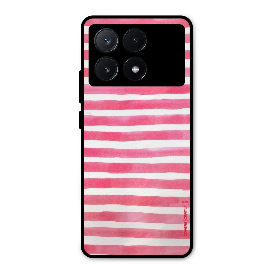 White And Pink Stripes Metal Back Case for Poco X6 Pro