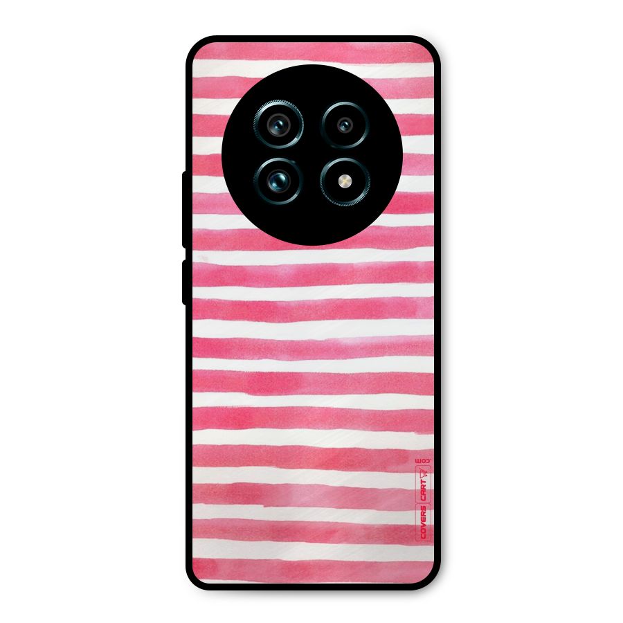 White And Pink Stripes Metal Back Case for Realme 13 Pro Plus