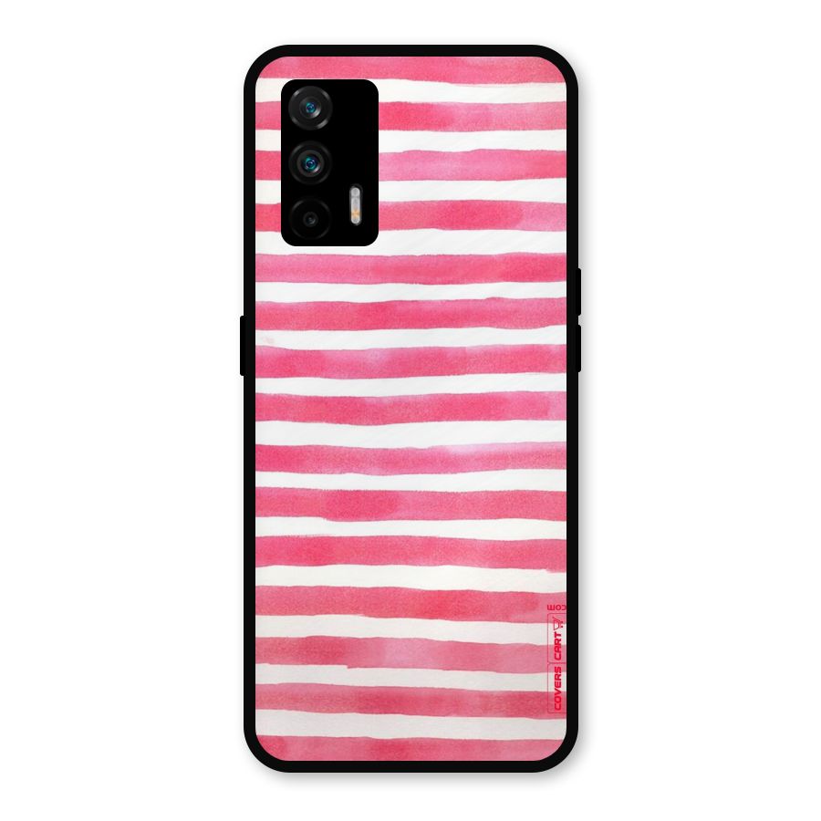 White And Pink Stripes Metal Back Case for Realme GT 5G