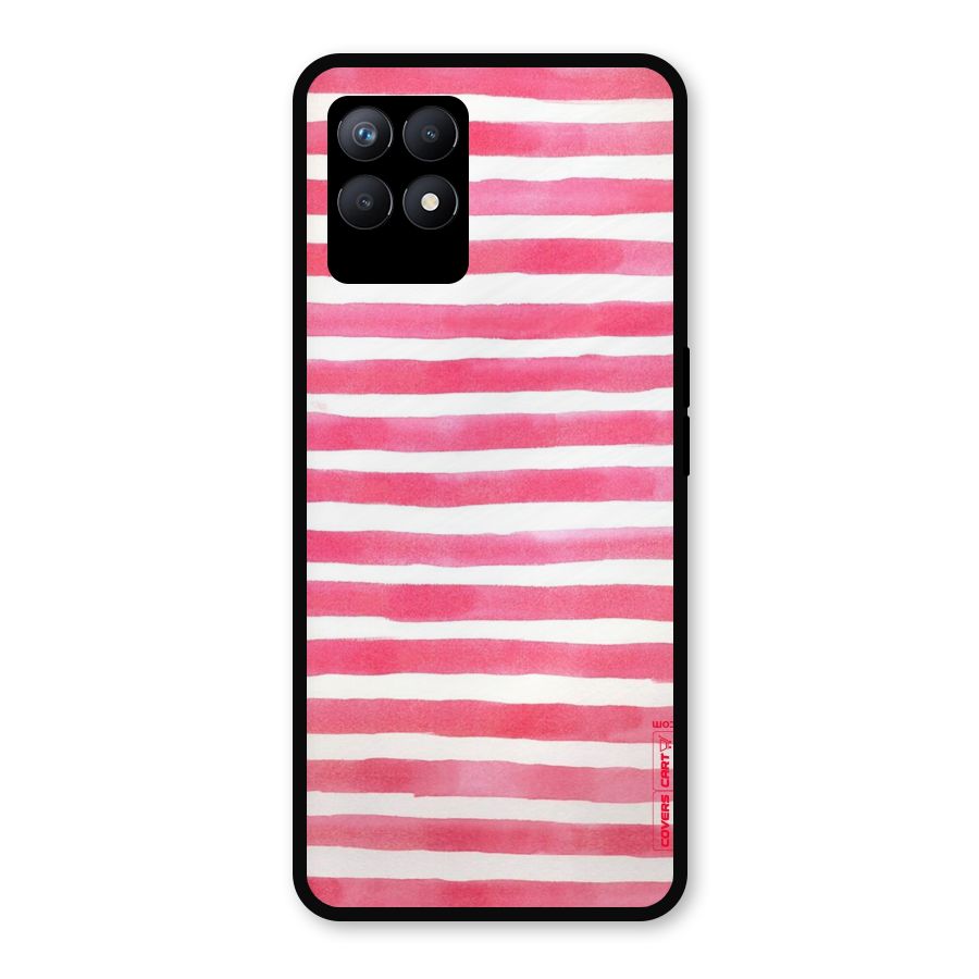 White And Pink Stripes Metal Back Case for Realme Narzo 50