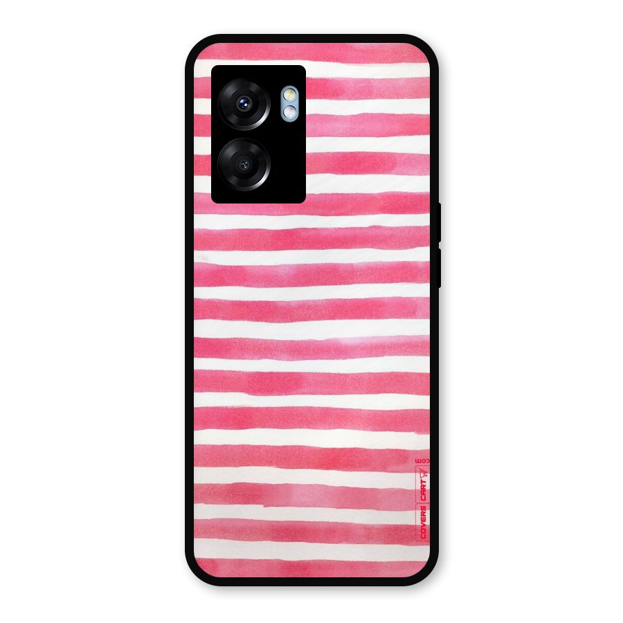 White And Pink Stripes Metal Back Case for Realme Narzo 50 5G