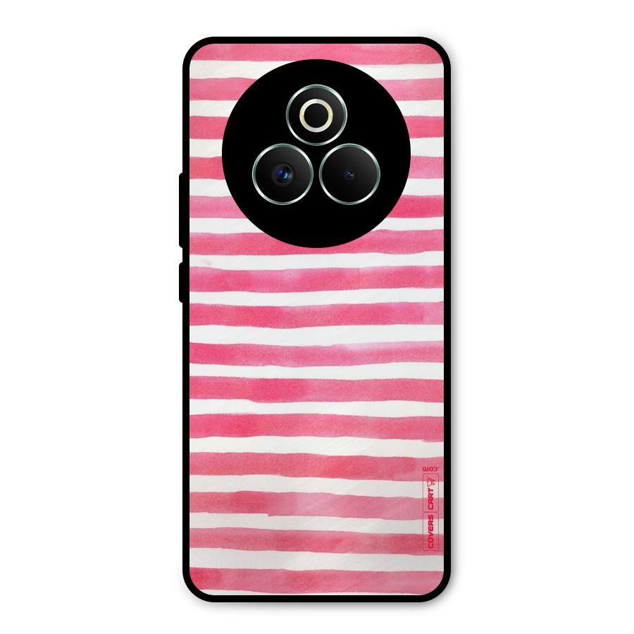 White And Pink Stripes Metal Back Case for Realme P3 Pro