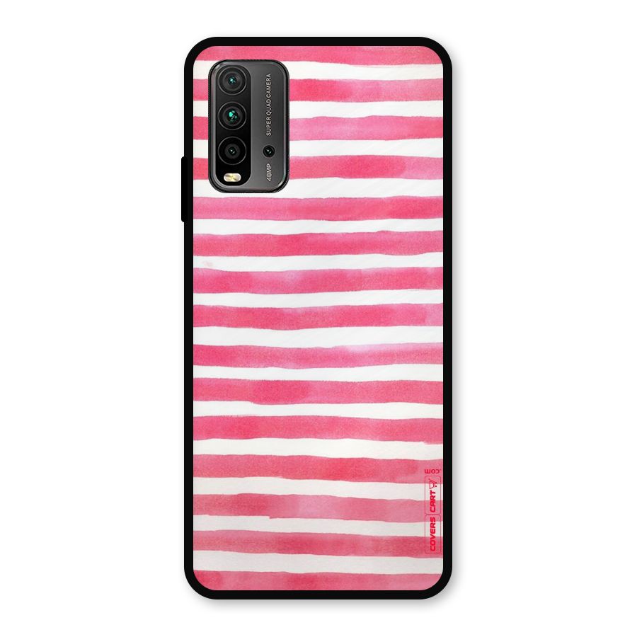White And Pink Stripes Metal Back Case for Redmi 9 Power