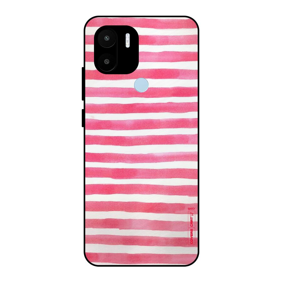 White And Pink Stripes Metal Back Case for Redmi A1+
