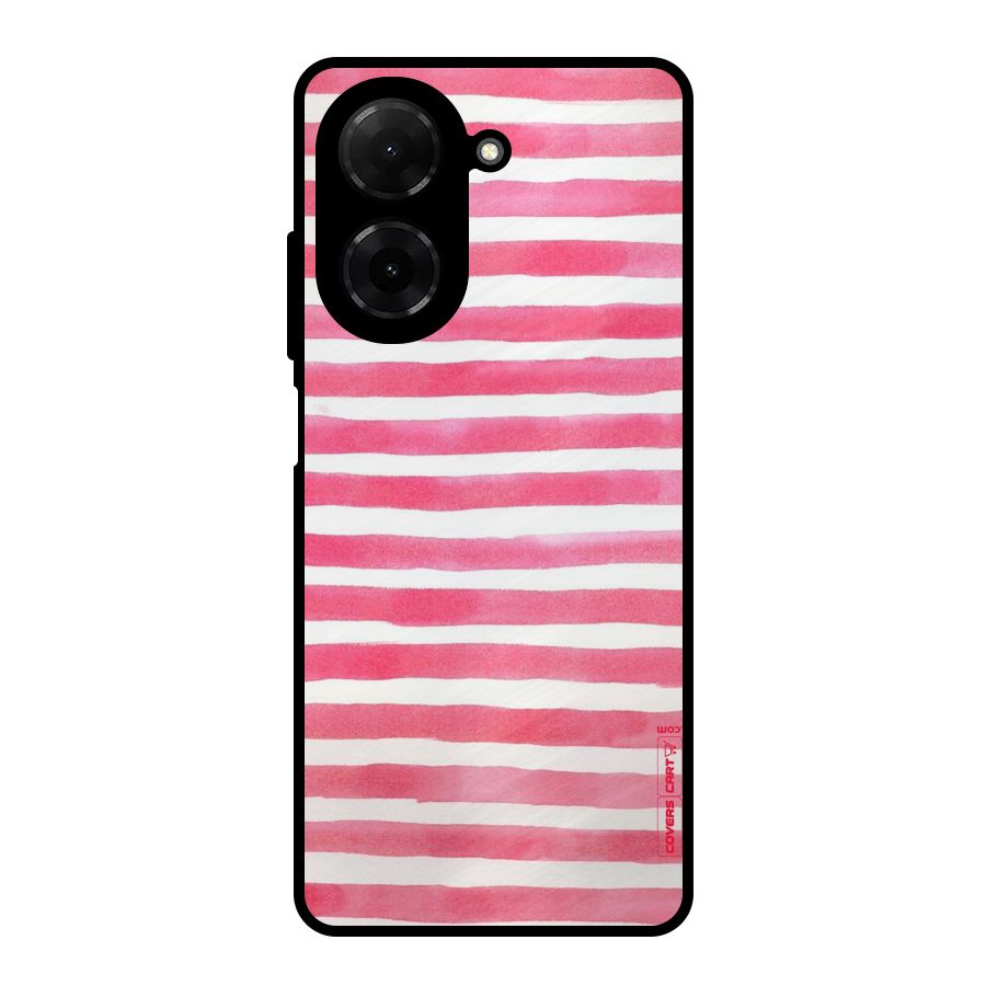 White And Pink Stripes Metal Back Case for Redmi A5 4G