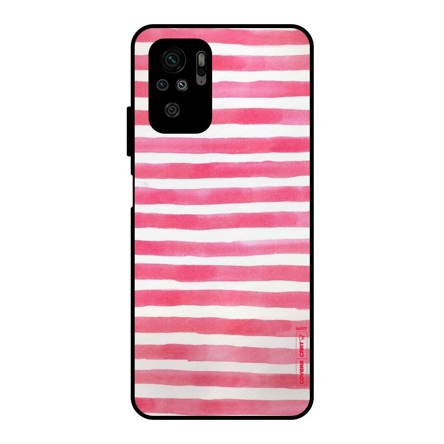 White And Pink Stripes Metal Back Case for Redmi Note 10S