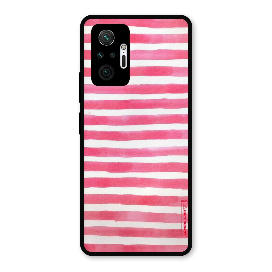 White And Pink Stripes Metal Back Case for Redmi Note 10 Pro Max