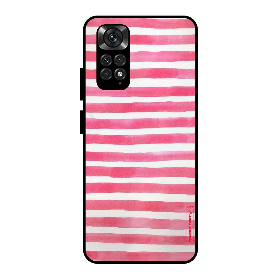 White And Pink Stripes Metal Back Case for Redmi Note 11 Pro