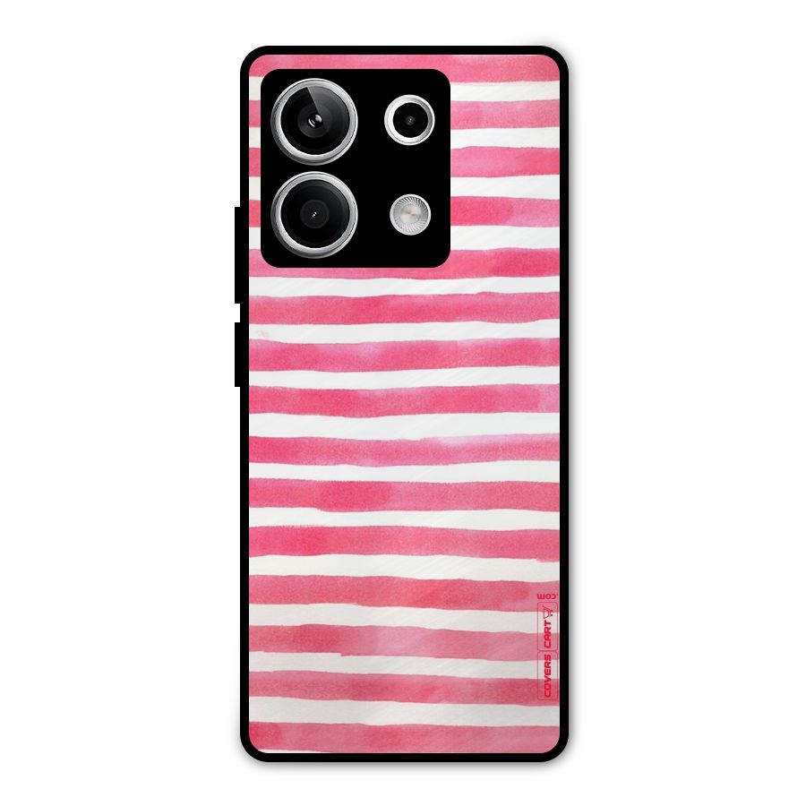 White And Pink Stripes Metal Back Case for Redmi Note 13 5G