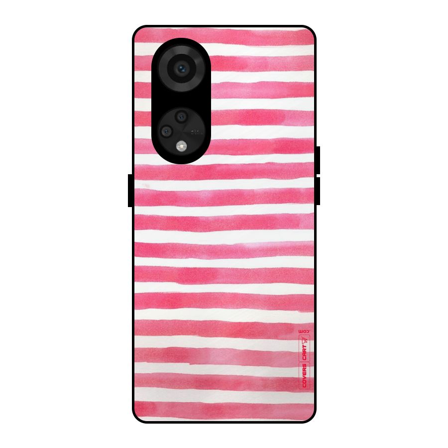 White And Pink Stripes Metal Back Case for Reno8 T 5G