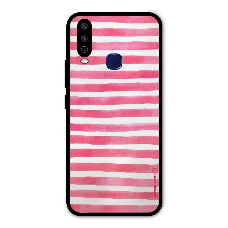 White And Pink Stripes Metal Back Case for Vivo V17