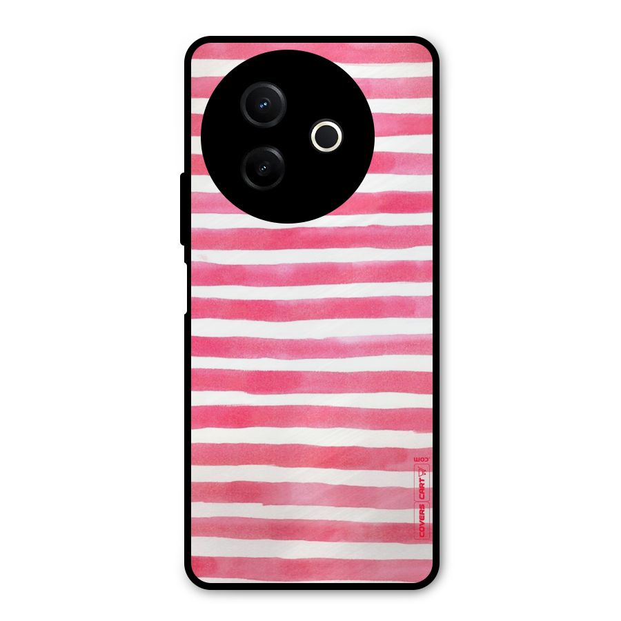 White And Pink Stripes Metal Back Case for Vivo Y39