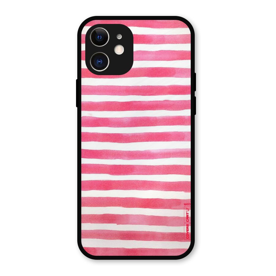 White And Pink Stripes Metal Back Case for iPhone 12