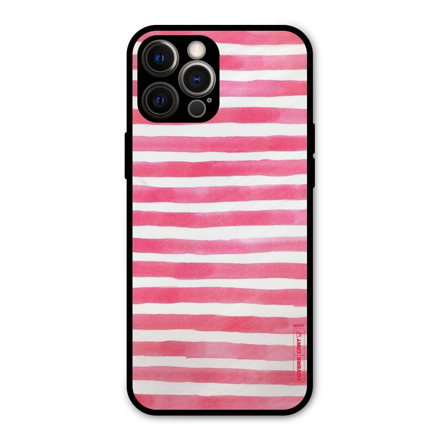 White And Pink Stripes Metal Back Case for iPhone 12 Pro Max