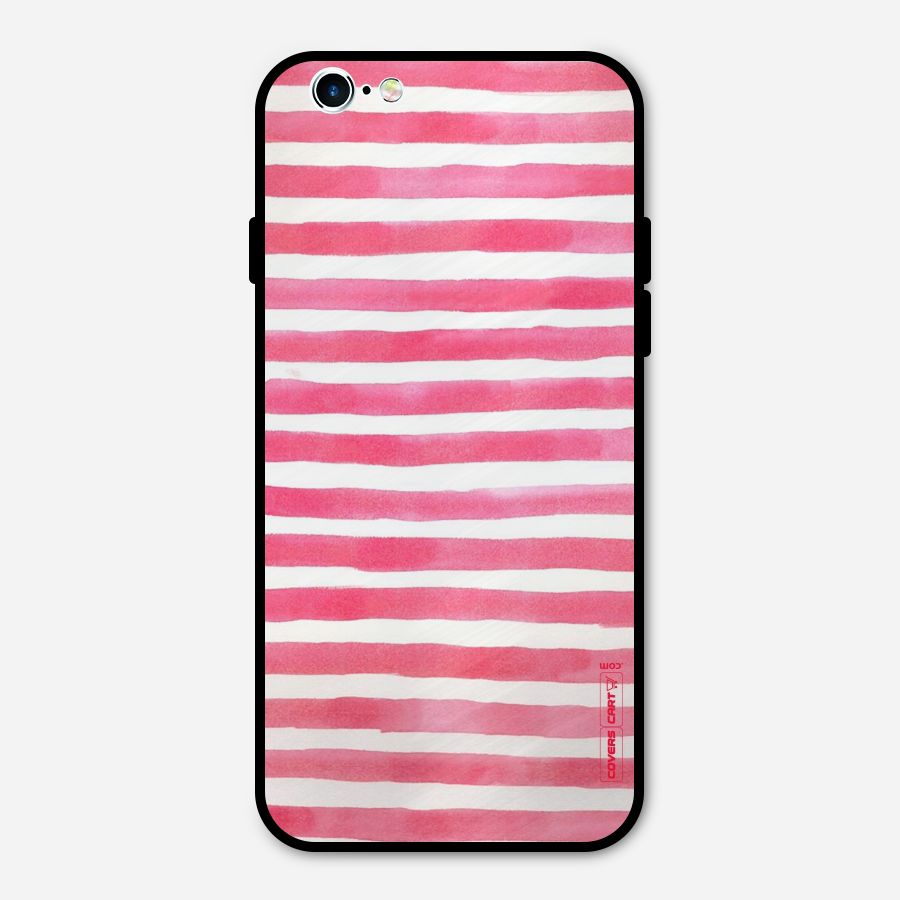 White And Pink Stripes Metal Back Case for iPhone 6 6s