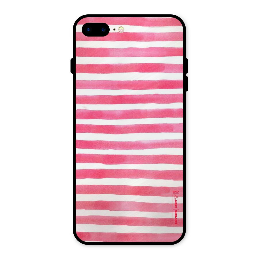 White And Pink Stripes Metal Back Case for iPhone 7 Plus