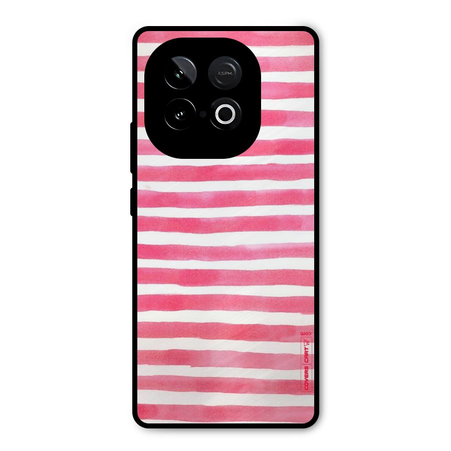 White And Pink Stripes Metal Back Case for iQOO Neo 10