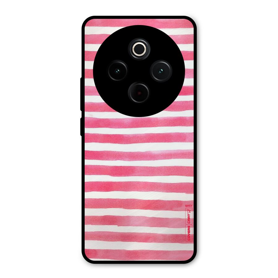 White And Pink Stripes Metal Back Case for iQOO Z10
