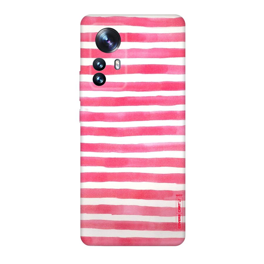 White And Pink Stripes Original Polycarbonate Back Case for Xiaomi 12 Pro