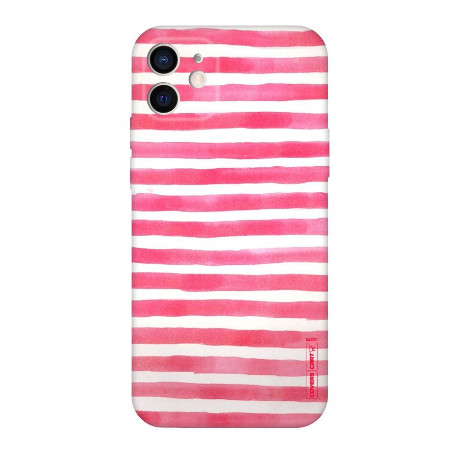 White And Pink Stripes Original Polycarbonate Back Case for iPhone 12