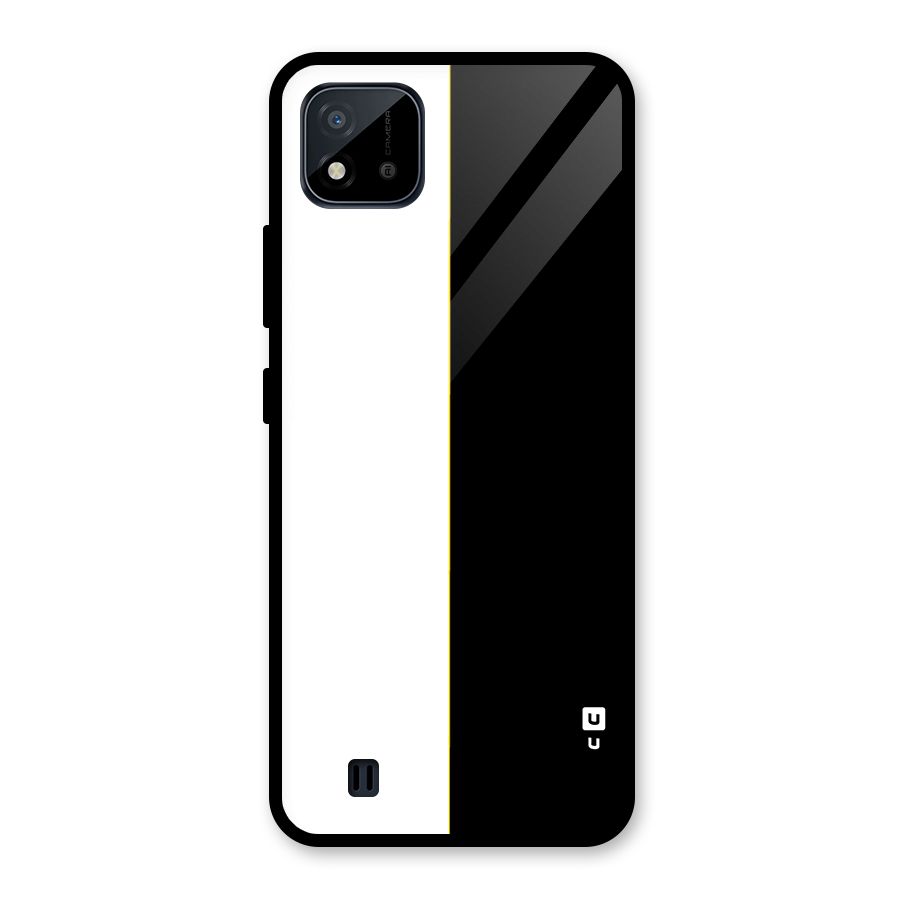 White Black Super Minimalistic Glass Back Case for Realme C11 2021