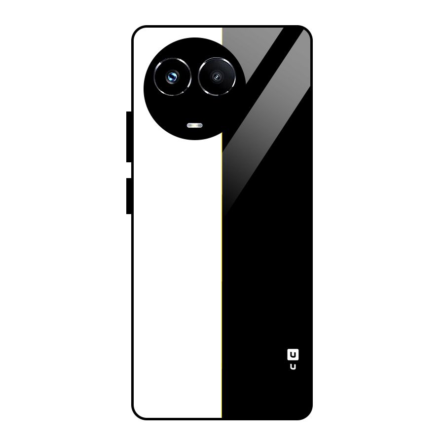 White Black Super Minimalistic Glass Back Case for Realme Narzo 60X